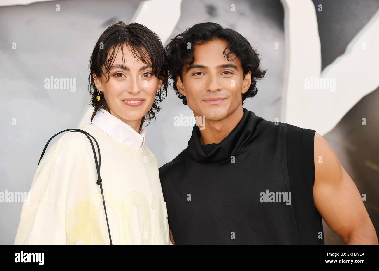 LOS ANGELES, CALIFORNIE - 11 JUILLET : Brandon Perea (R) et Brooklyn Curtis-White assistent à la première de 'Twisters' d'Universal Pictures au Regency Villag Banque D'Images