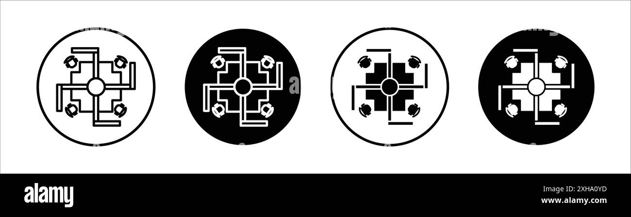 Icône de l'armoire symbole vectoriel ou collection de l'ensemble d'enseignes dans un contour noir et blanc Illustration de Vecteur