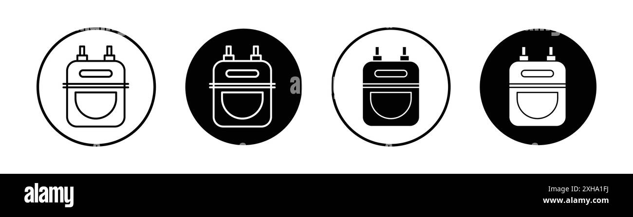 Icône de compteur de gaz symbole vectoriel ou ensemble de signes collection dans un contour noir et blanc Illustration de Vecteur