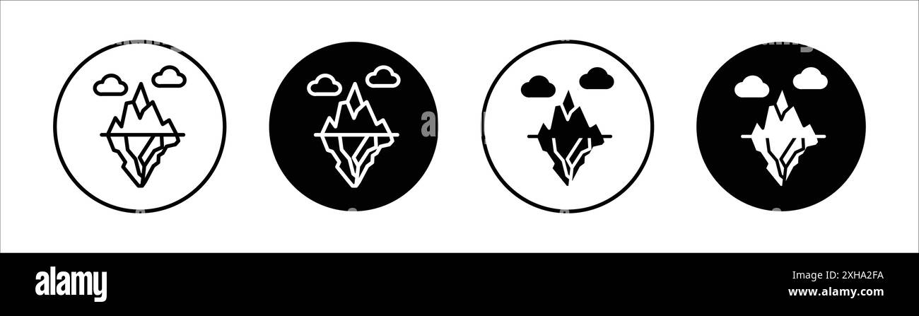 Icône Iceberg symbole vectoriel ou collection d'ensembles de signes dans un contour noir et blanc Illustration de Vecteur