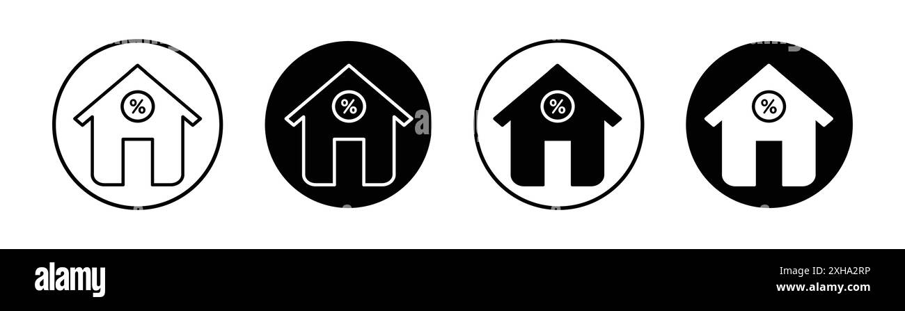 Icône de taux hypothécaire symbole vectoriel ou ensemble d'enseignes collection dans un contour noir et blanc Illustration de Vecteur