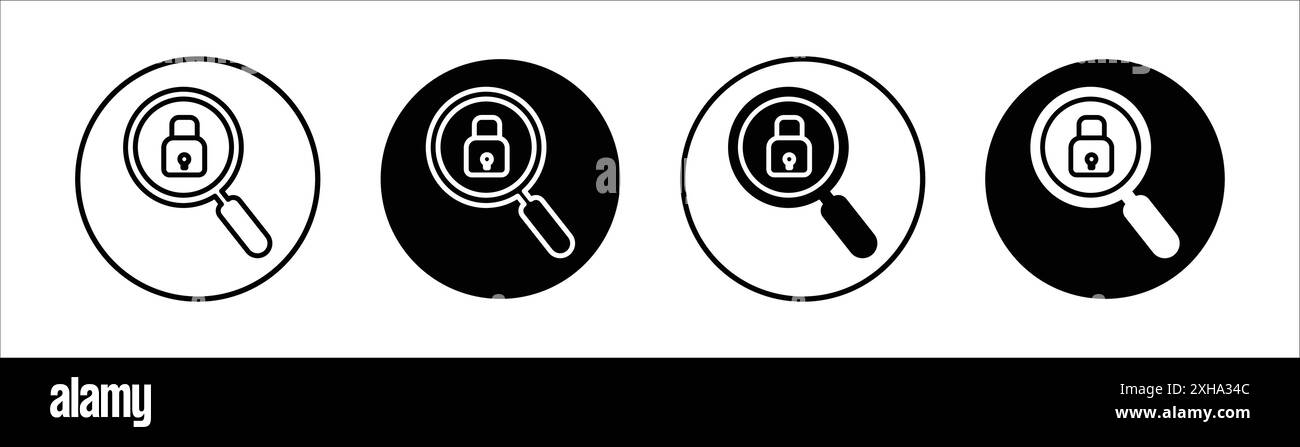 Icône de balayage de sécurité symbole vectoriel ou ensemble d'affiches collection en noir et blanc Illustration de Vecteur