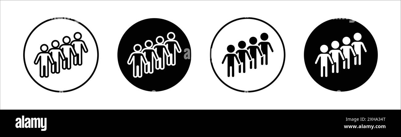 Icône de file d'attente symbole vectoriel ou ensemble d'affiches collection en noir et blanc Illustration de Vecteur