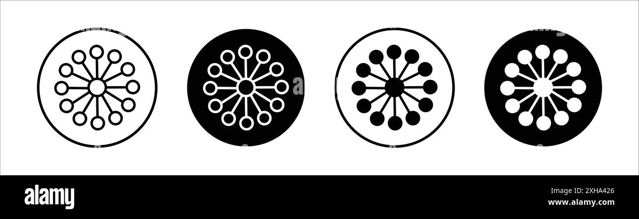 Icône de variété symbole vectoriel ou collection d'ensemble de signes dans un contour noir et blanc Illustration de Vecteur