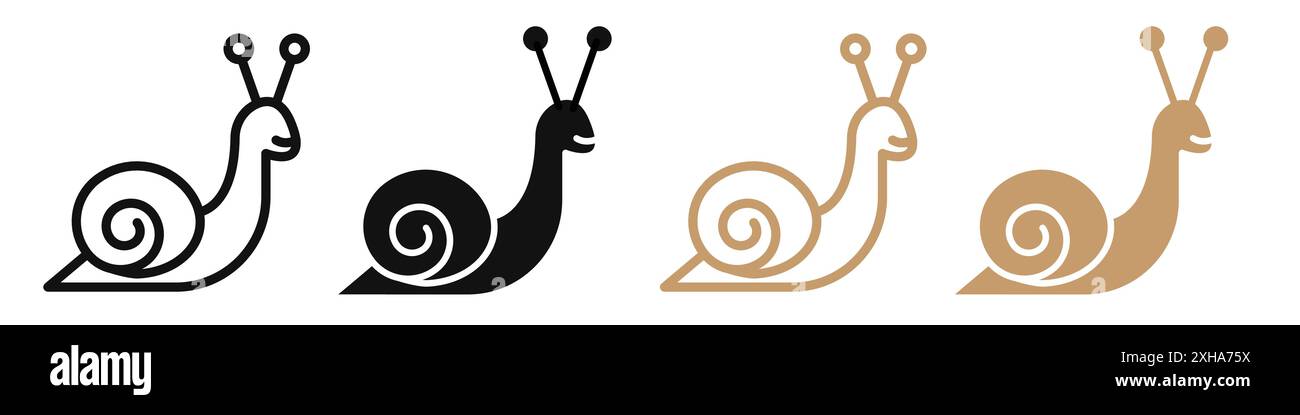 Icône d'escargot symbole vectoriel ou collection d'ensemble de signes dans un contour noir et blanc Illustration de Vecteur