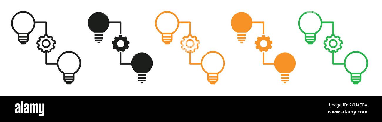 Synthèse d'idées icône symbole vectoriel ou collection d'ensemble de signes dans un contour noir et blanc Illustration de Vecteur
