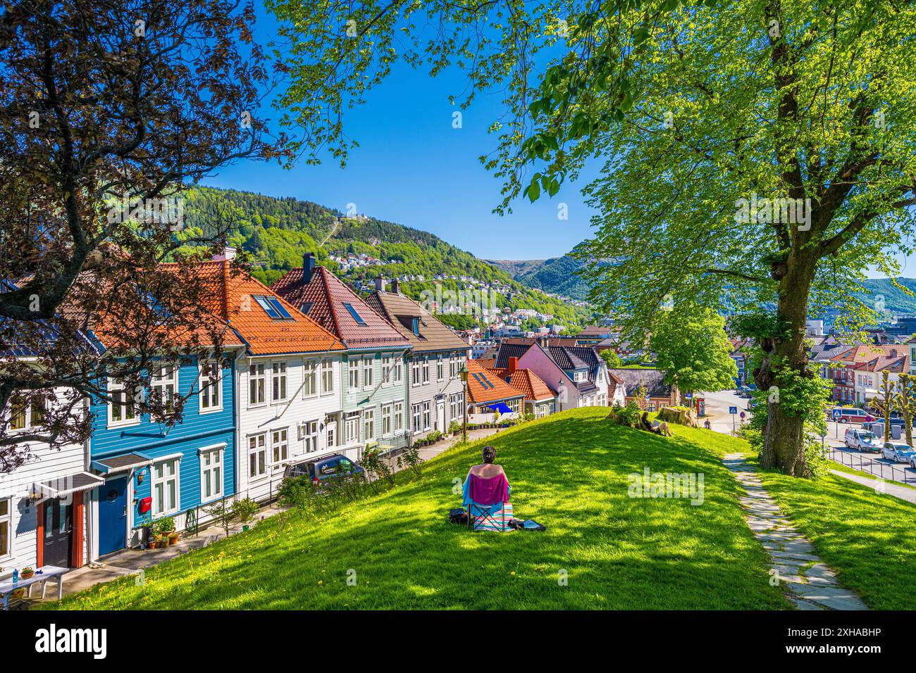 Printemps à Klosteret à Bergen, Norvège. Banque D'Images