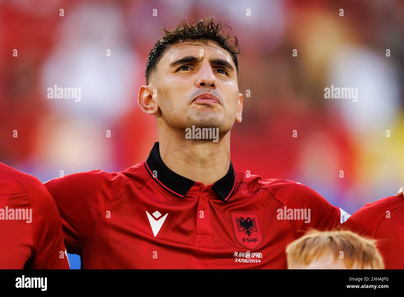 Dusseldorf, Allemagne. 24 juin 2024. Qazim Laci (Albanie) vu lors du match UEFA Euro 2024 entre les équipes nationales d'Albanie et d'Espagne à Merkur Spiel-Arena. Score final : Albanie 0:1 Espagne (photo Maciej Rogowski/SOPA images/Sipa USA) crédit : Sipa USA/Alamy Live News Banque D'Images