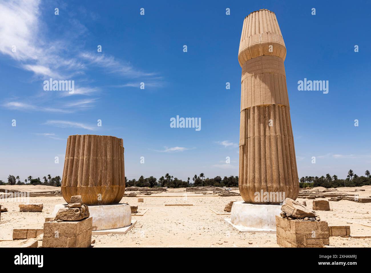 Amarna (Akhetaten), petit temple Aten, cour sanctuaire avec colonnes, capitale de la fin de la 18ème dynastie, Minya, Egypte, Afrique du Nord, Afrique Banque D'Images