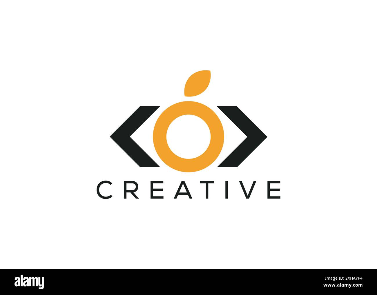 Modèle minimal et professionnel de conception de logo orange et de codage Illustration de Vecteur