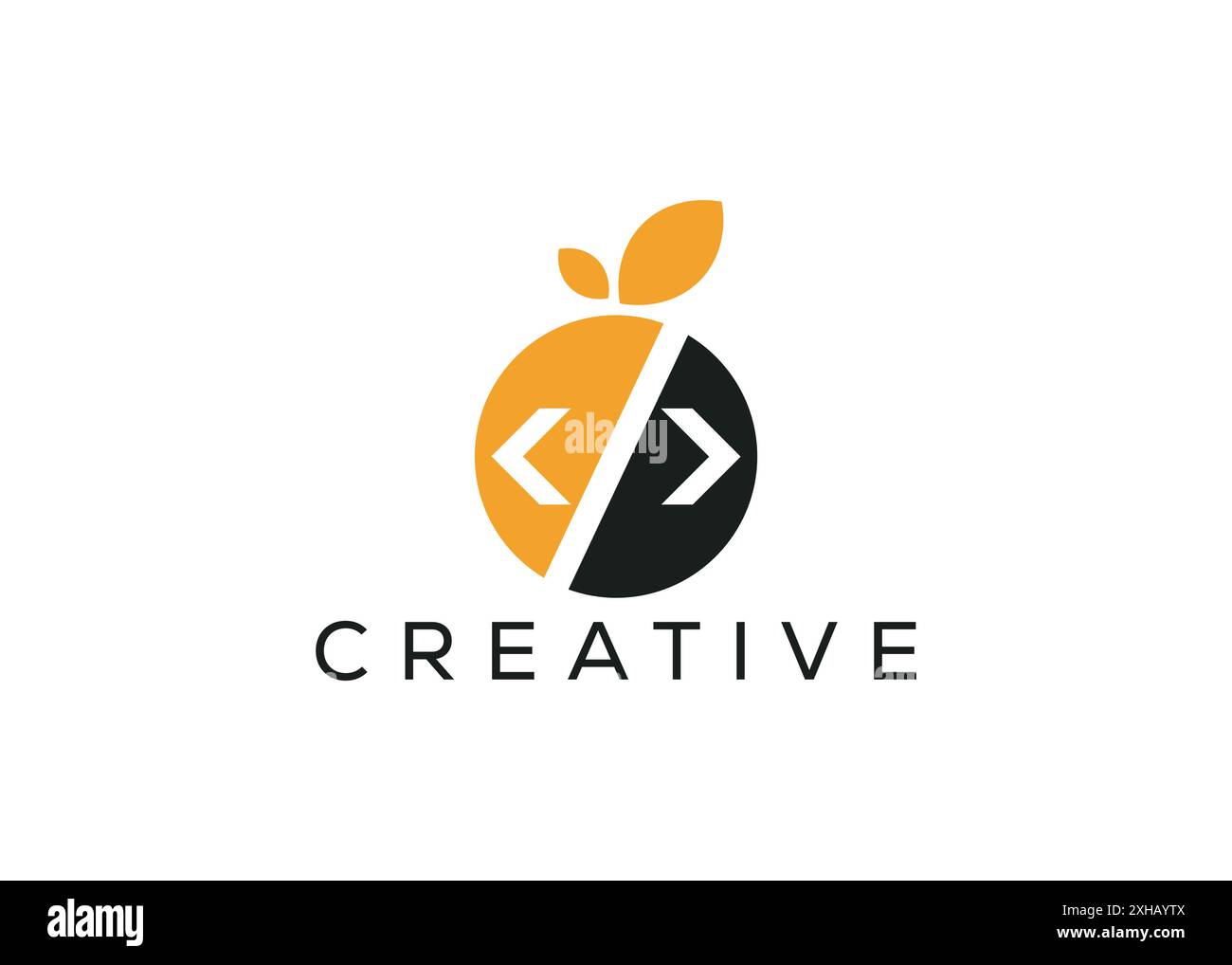 Modèle minimal et professionnel de conception de logo orange et de codage Illustration de Vecteur