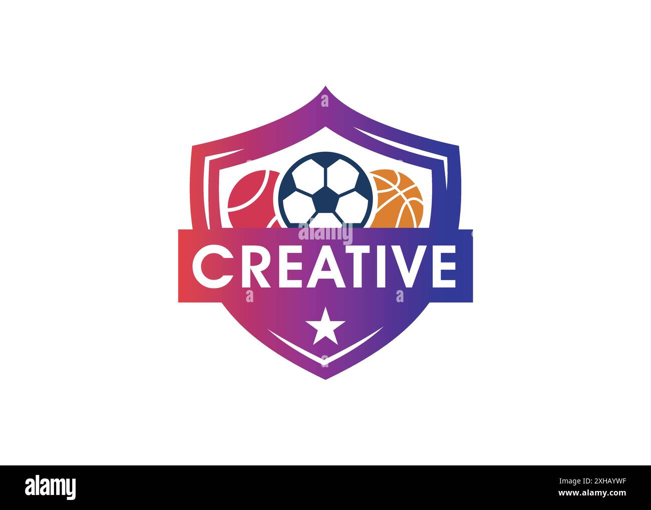 Modèle de conception de logo sportif minimal et professionnel. Ballon de football Illustration de Vecteur