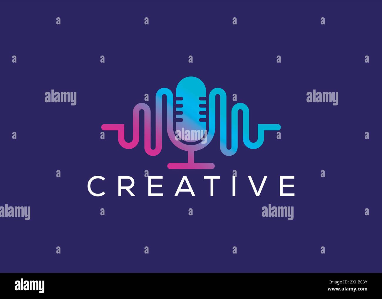 Modèle de conception de logo de microphone minimal et professionnel Illustration de Vecteur
