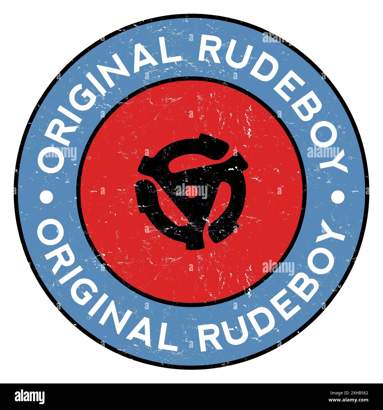 Scène musicale rétro rouge et bleue, design graphique rudeboy, avec un effet vieilli et vieilli Banque D'Images