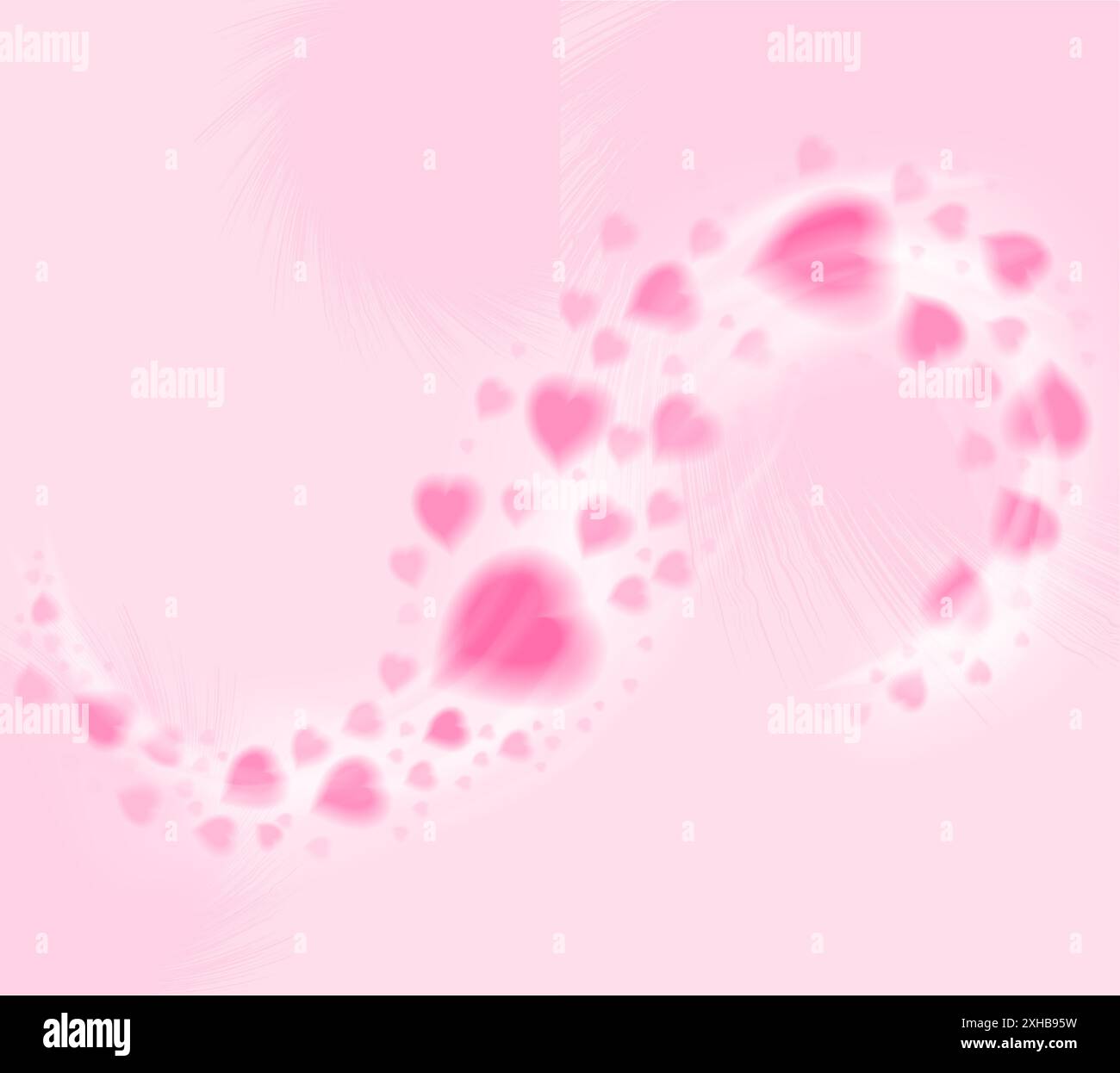 Modèle d'histoire de sentier cardiaque. Coeur de pétales de rose isolé sur fond rose. Illustration de Vecteur