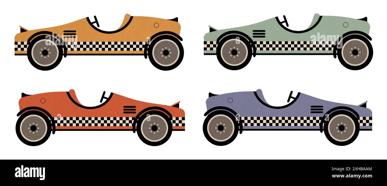 Illustrations colorées de voitures de course Banque D'Images