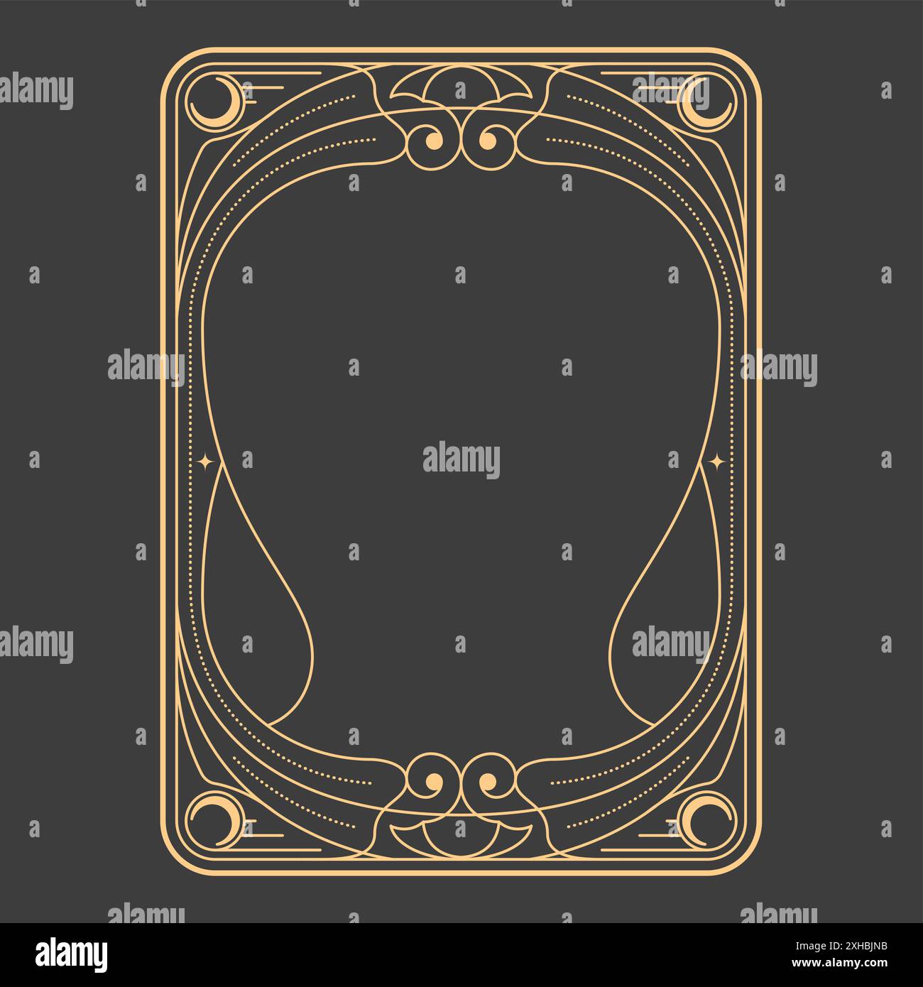 Cadre magique avec des éléments de conception art nouveau, verso des cartes de tarot, motif ésotérique, cadre mystique, vecteur Illustration de Vecteur