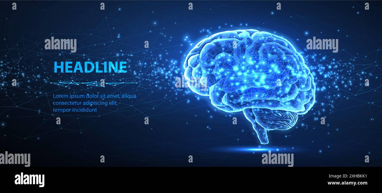 Concept d'illustration du cerveau. Intelligence artificielle, science du cerveau, système nerveux Illustration de Vecteur