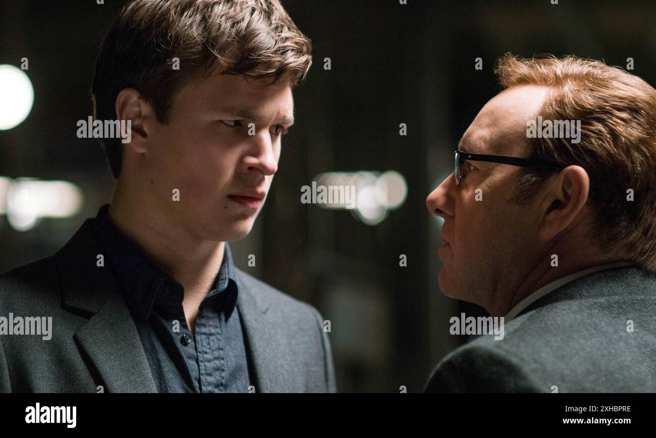 Baby Driver Ansel Elgort et Kevin Spacey Banque D'Images