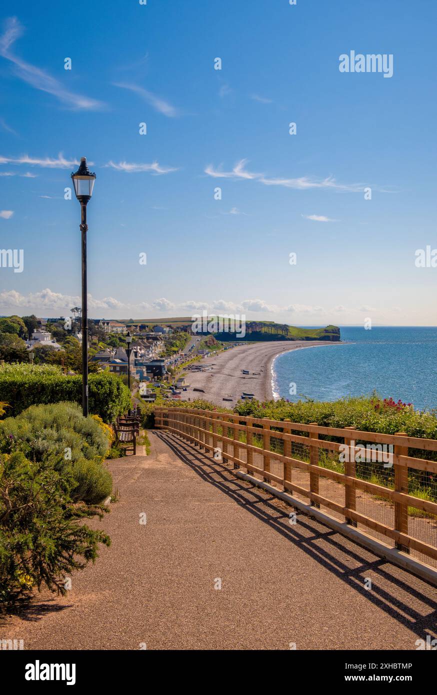Vue de Budleigh Salterton, une ville balnéaire de l'est du Devon, Angleterre Banque D'Images