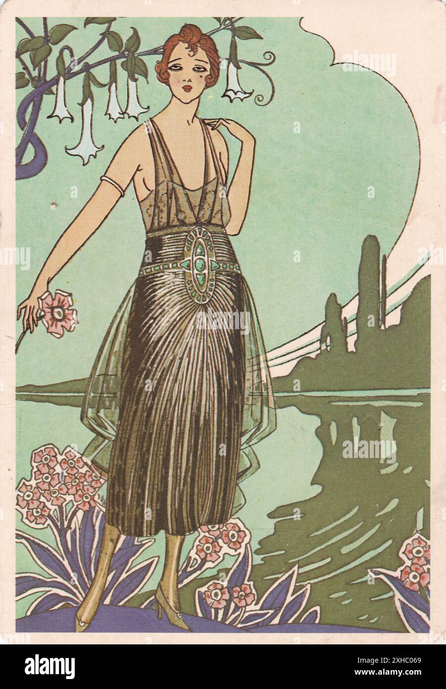 Illustration par George Barbier années 1900 - assiette de mode. Banque D'Images