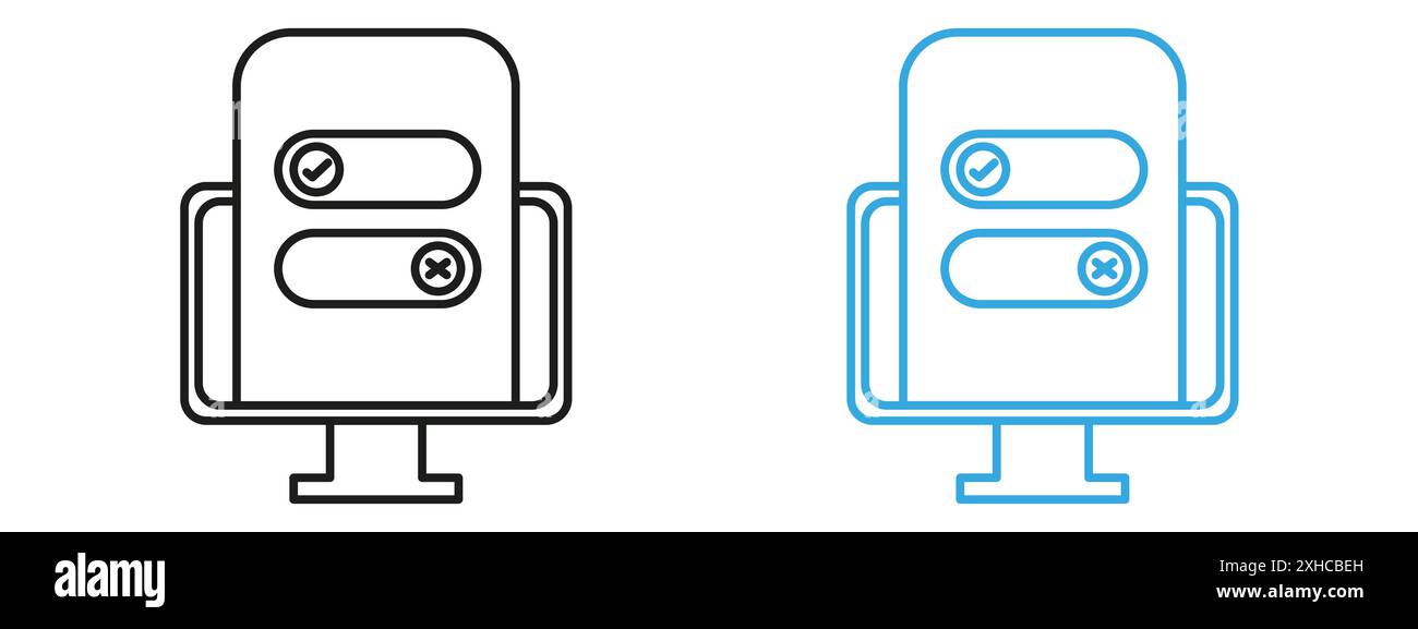 Icône booléenne symbole de vecteur ou collection d'ensemble de signes dans un contour noir et blanc Illustration de Vecteur