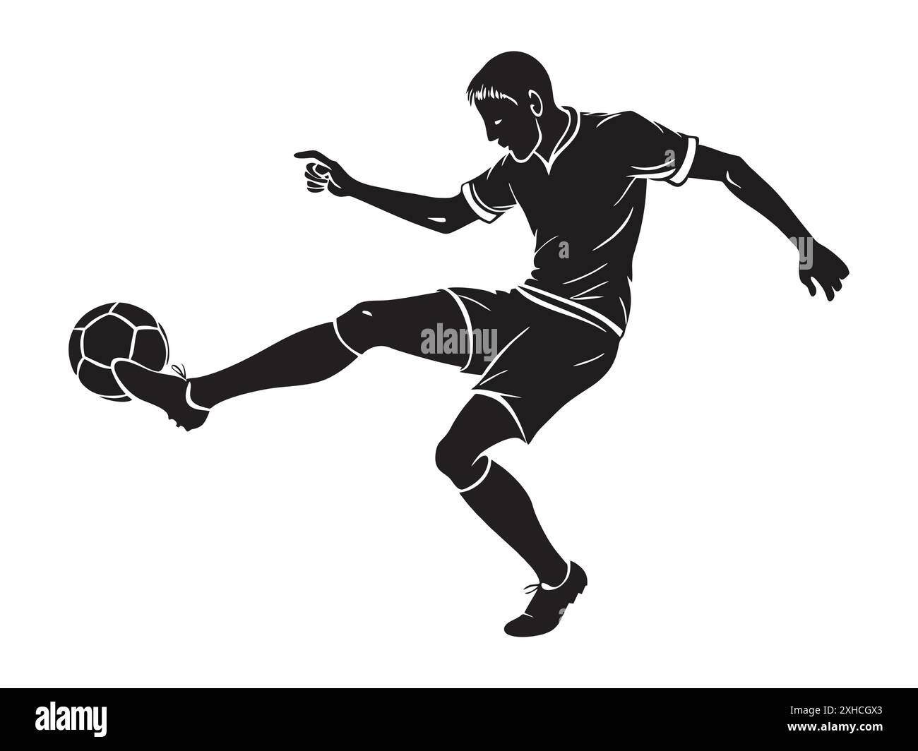 silhouette de joueur de football (soccer) avec vecteur de balle Illustration de Vecteur