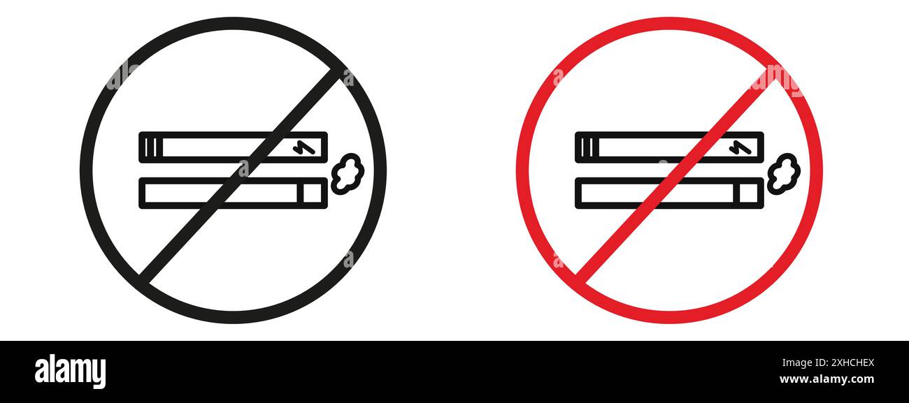 Interdiction de fumer, y compris le pictogramme des E-cigarettes Image  Vectorielle Stock
