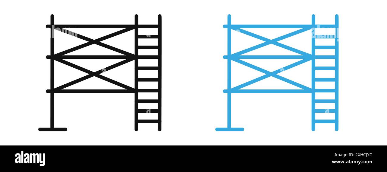 Icône d'échafaudage symbole vectoriel ou collection d'ensemble de signes dans un contour noir et blanc Illustration de Vecteur