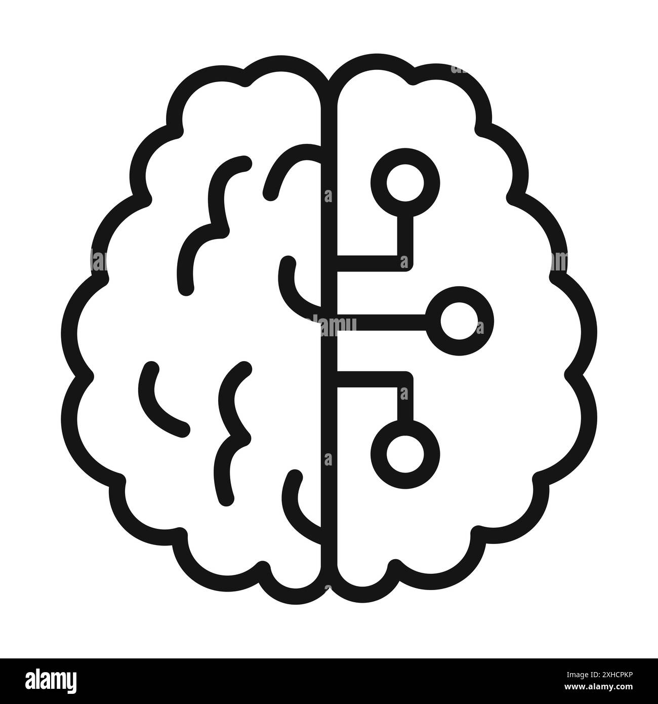 Icône du circuit cérébral symbole vectoriel ou collection de signes dans un contour noir et blanc Illustration de Vecteur