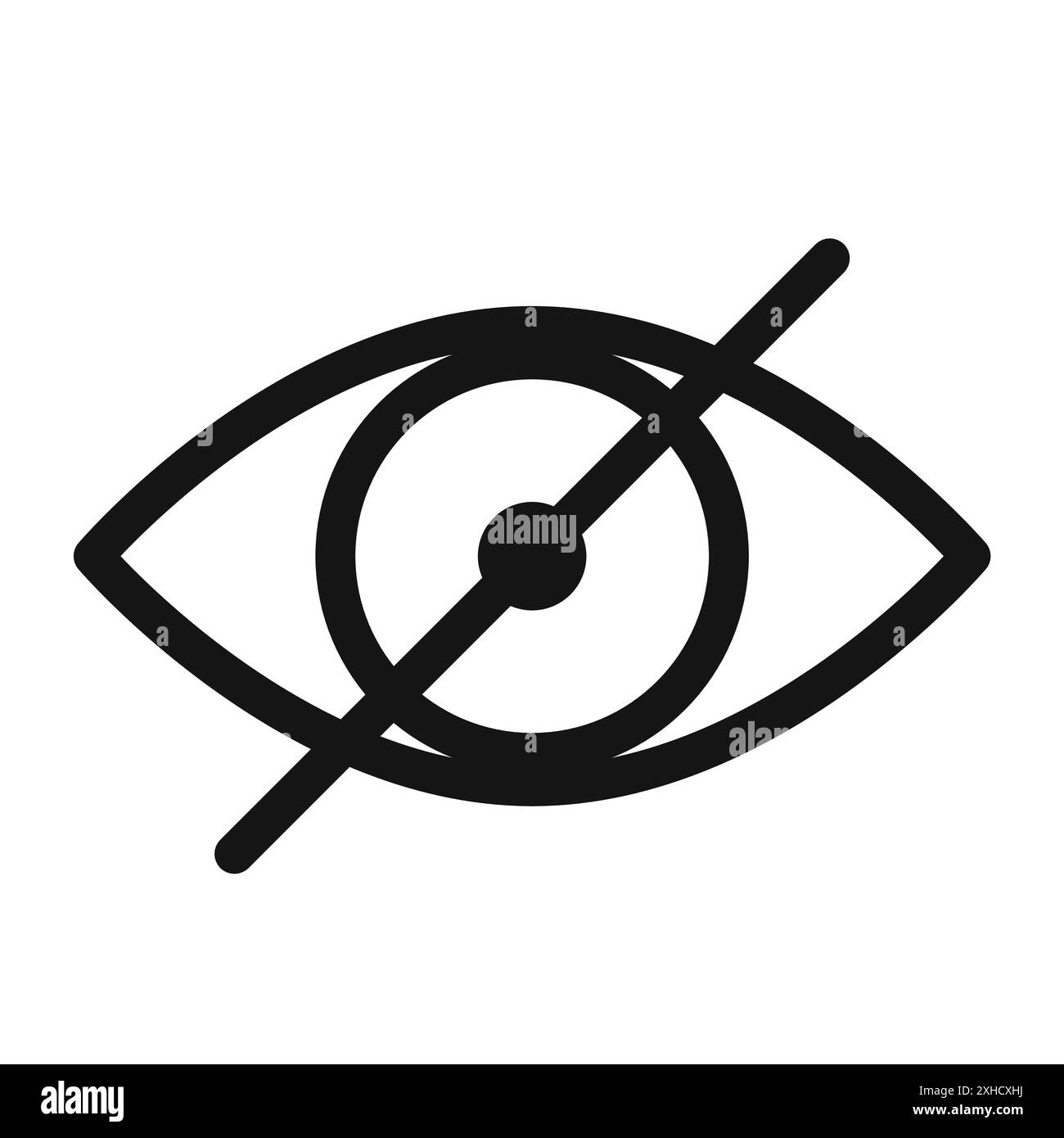 Icône croisée d'yeux symbole vectoriel ou collection d'ensemble de signes dans un contour noir et blanc Illustration de Vecteur