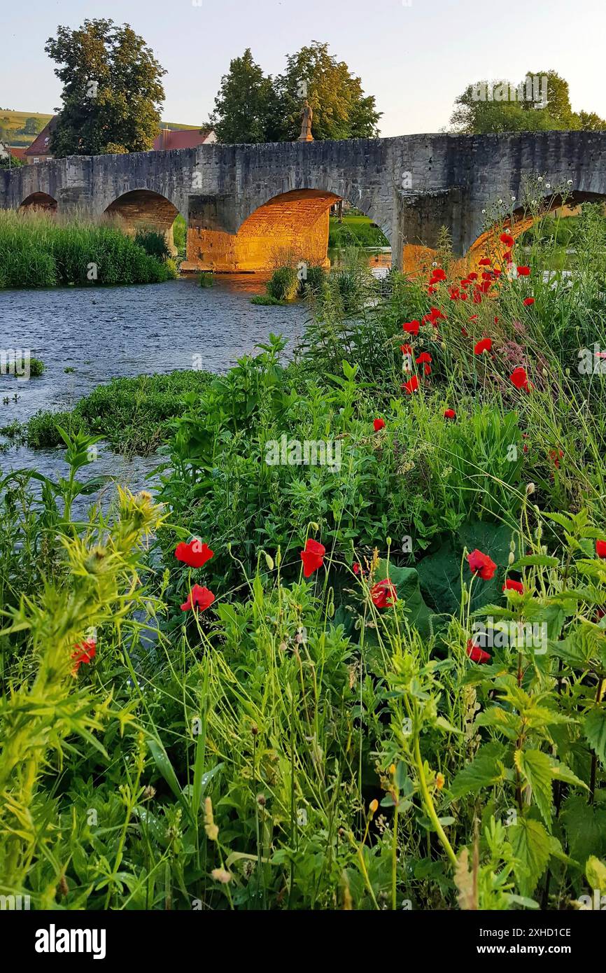 Pont Tauber par Balthasar Neumann à Tauberrettersheim Banque D'Images