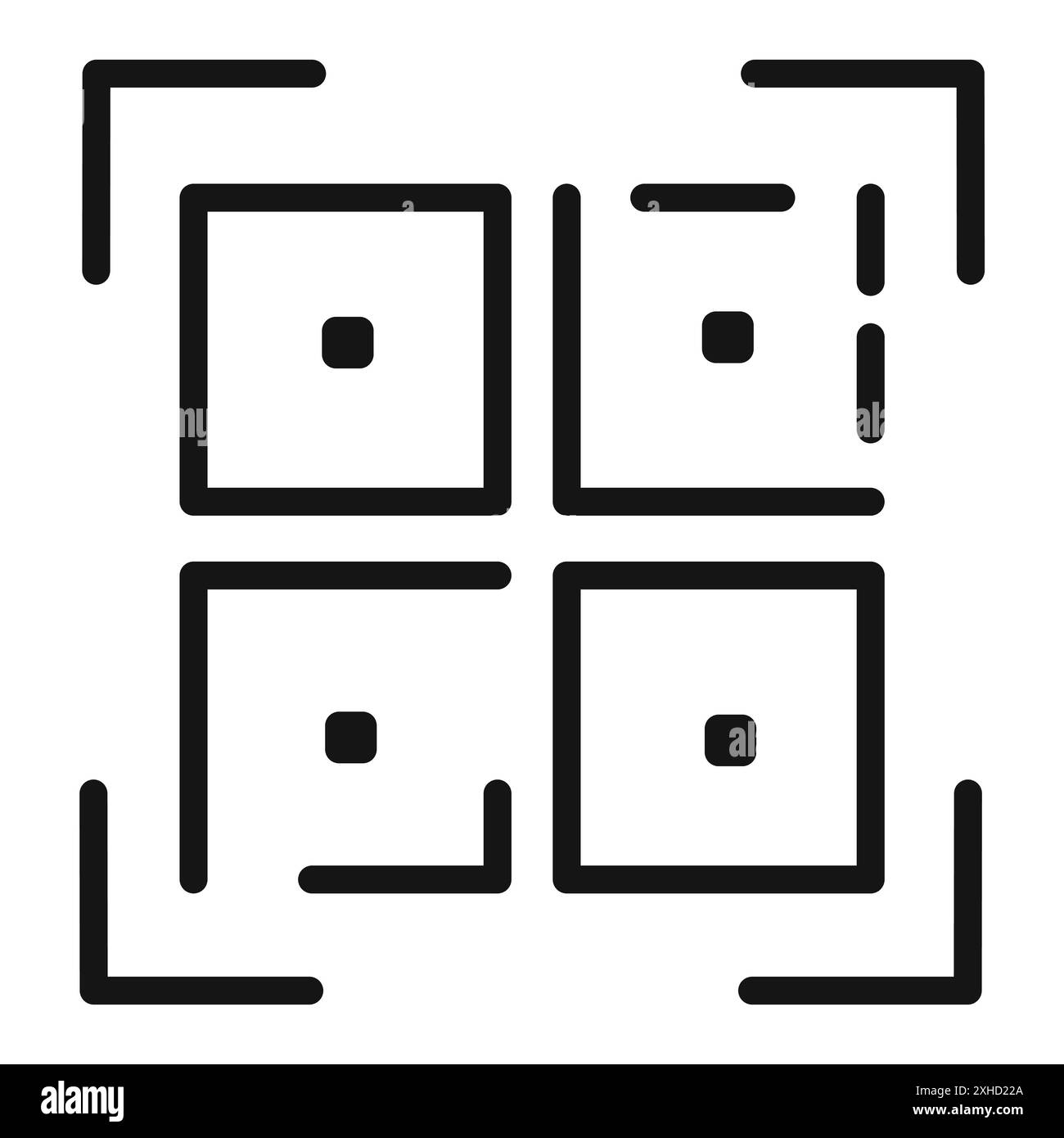 Icône QRCode symbole vectoriel ou ensemble de signes collection dans un contour noir et blanc Illustration de Vecteur