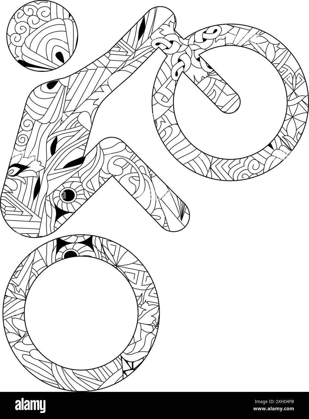 Dessin artistique peint à la main. Icône d'illustration dessinée à la main Cycling freestyle BMX pour la coloration, pour t-shirt et autre décoration Illustration de Vecteur