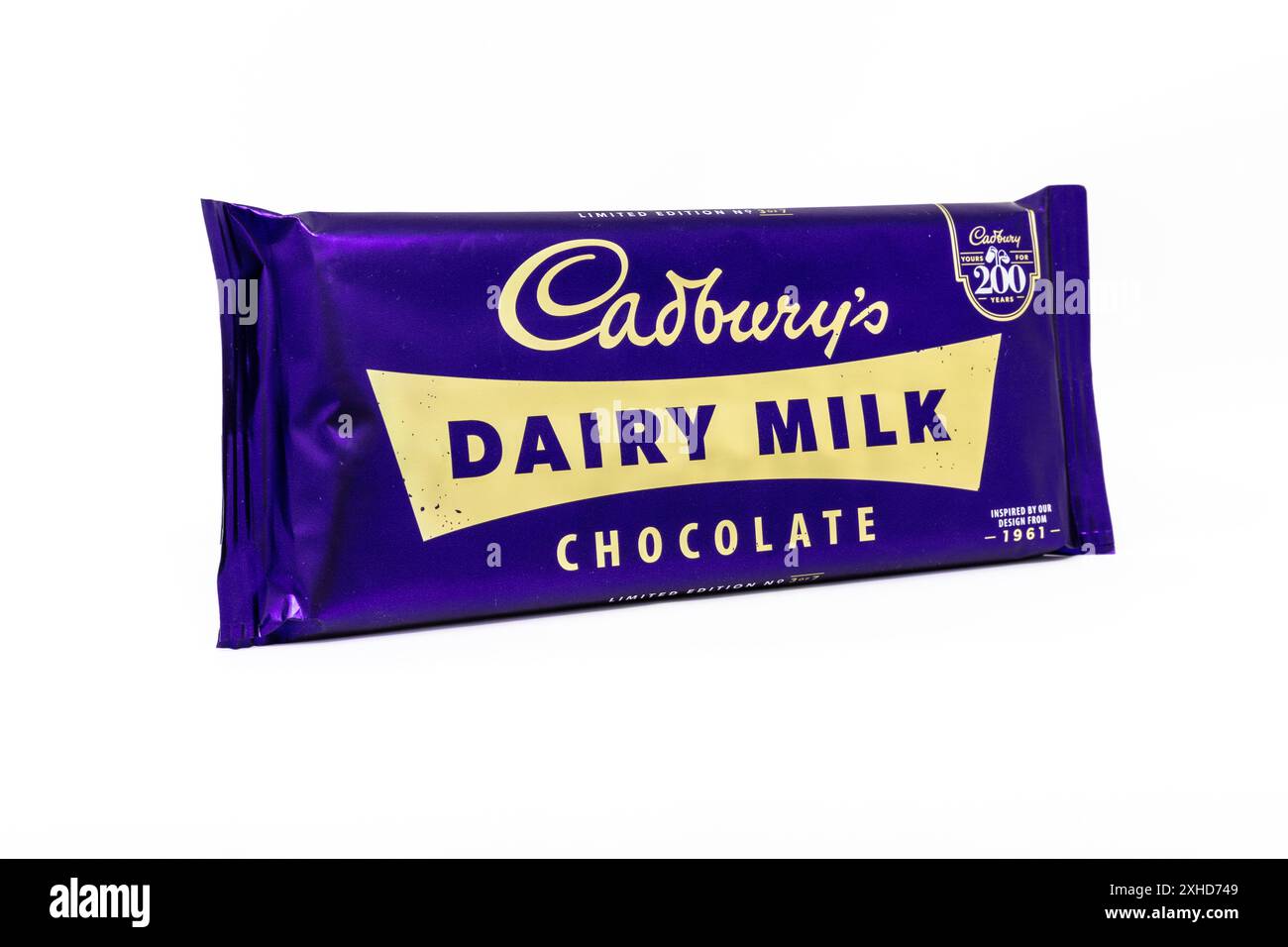 Emballage Cadbury Dairy Milk 1961 édition limitée célébrant les 200 ans du chocolat Cadbury. Banque D'Images