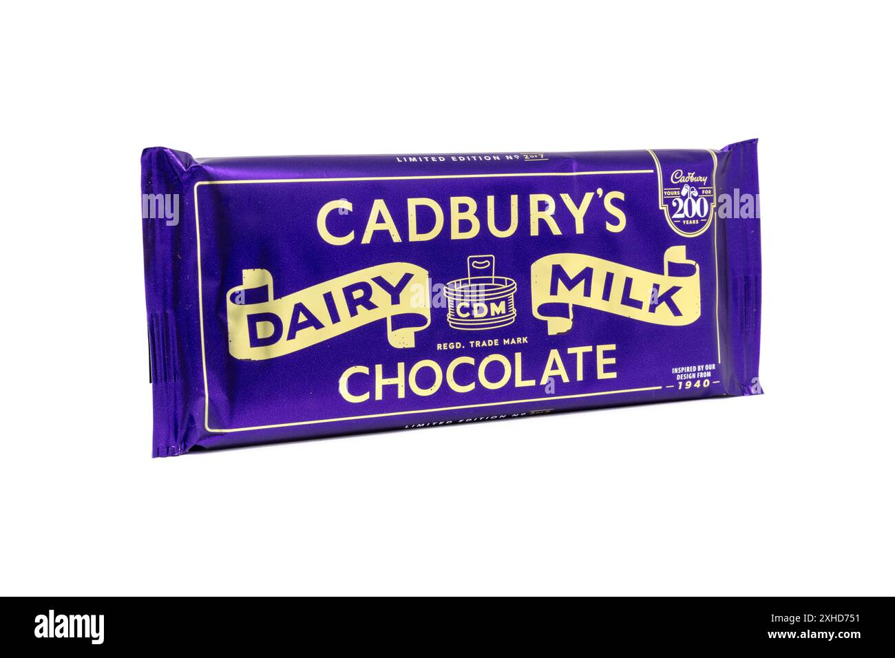 Emballage Cadbury Dairy Milk 1940 édition limitée célébrant les 200 ans du chocolat Cadbury. Banque D'Images