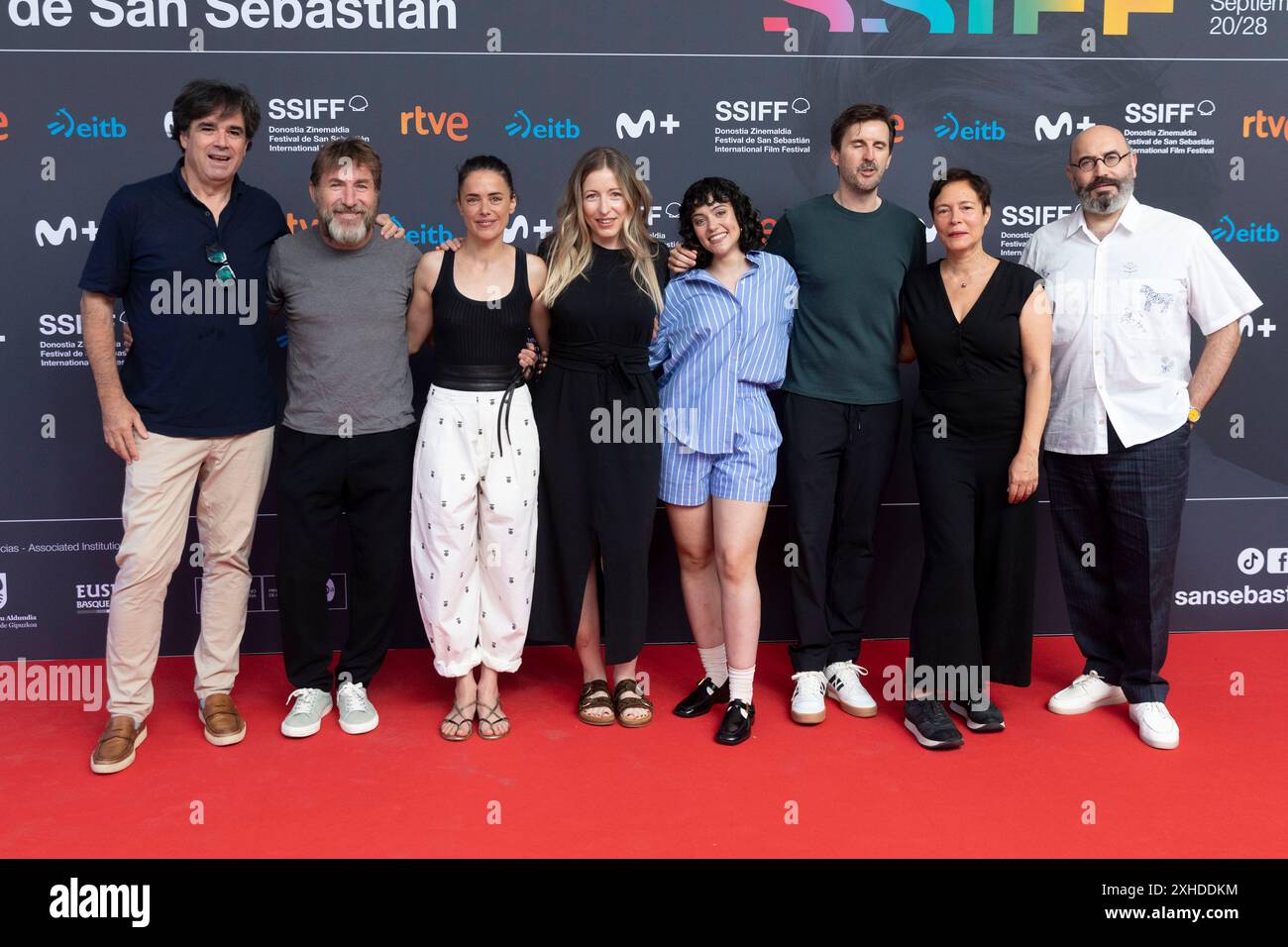 Madrid, Espagne. 12 juillet 2024. Fernando Bovaira, Antonio de la Torre, Patricia López Arnaiz, Pilar Palomero, Marina Guerola, Julián López, Valérie Delpierre et Simón de Santiago assistent au 'San Sebastian film Festival 2024' à l'Academia de Cine à Madrid. Crédit : SOPA images Limited/Alamy Live News Banque D'Images