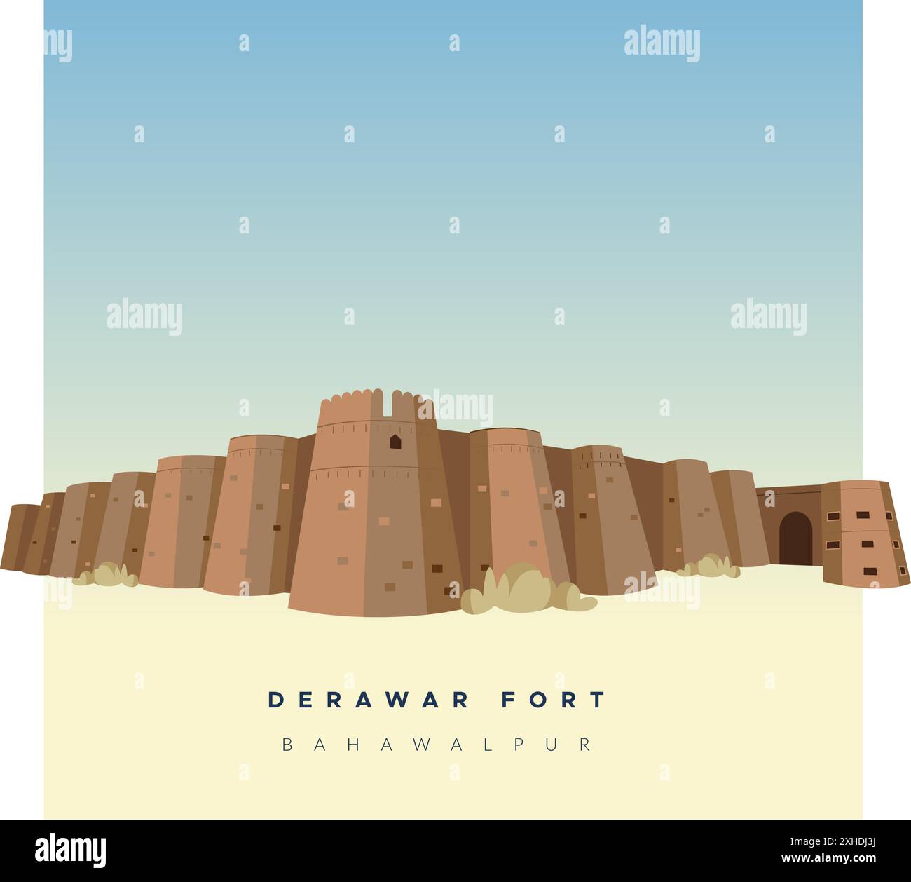 Fort de Derawar - District de Bahawalpur - illustration en tant que fichier EPS 10 Illustration de Vecteur