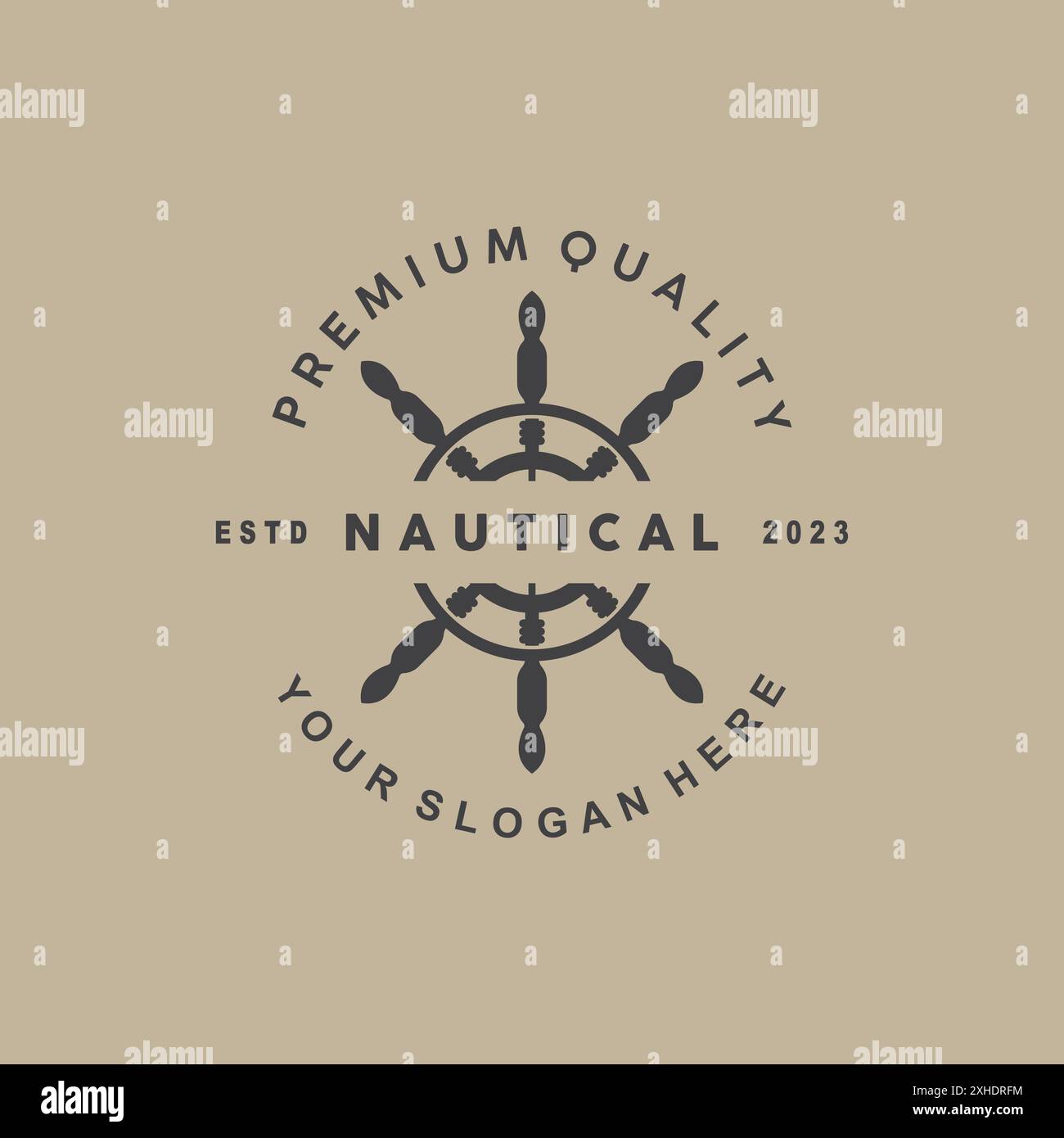 Ship Rudder logo, élégant vecteur maritime nautique conception minimaliste simple Ocean Sailing Ship Illustration de Vecteur