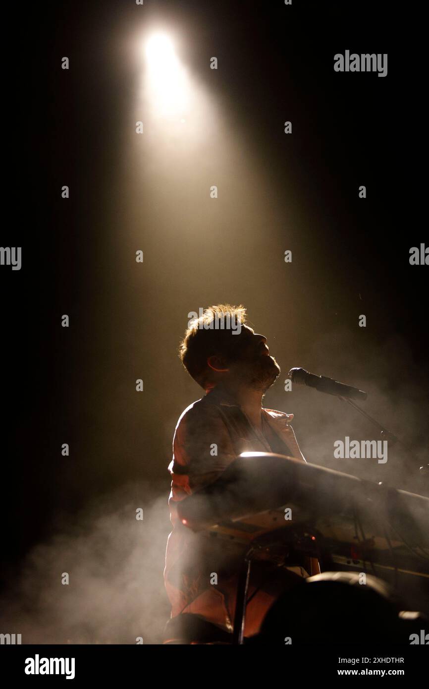 Valencia, Espagne. 13 juillet, 2024.Pablo Lopez se produit lors d'un concert à Los Viveros à Valence, crédit Eduardo Ripoll. Banque D'Images