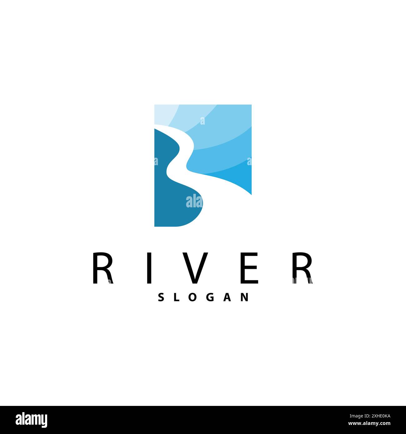 Conception de logo de rivière, vecteur de rivière Creek, illustration de paysage de rivière Illustration de Vecteur