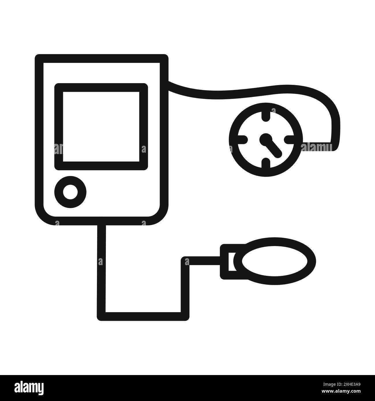 BP vérification de l'icône de la machine symbole vectoriel ou ensemble de signes collection dans un contour noir et blanc Illustration de Vecteur