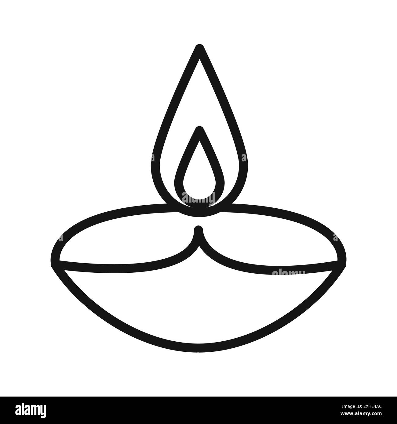 Diwali diya icône symbole vectoriel ou collection d'ensemble de signes dans un contour noir et blanc Illustration de Vecteur