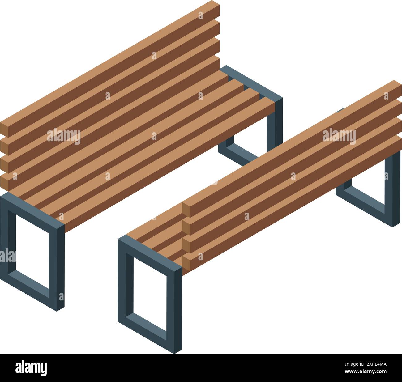 Deux bancs vides debout dans le parc par une journée ensoleillée, vous invitant à faire une pause et profiter du paysage Illustration de Vecteur