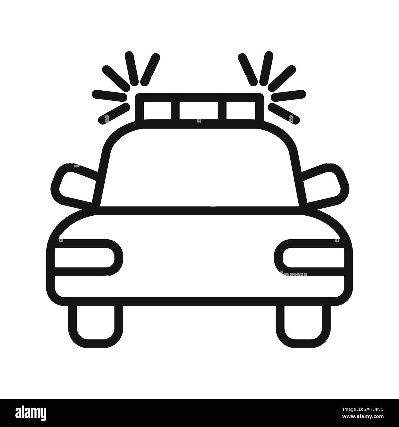 Icône de voiture de police clignotante symbole vectoriel ou ensemble de signes collection dans un contour noir et blanc Illustration de Vecteur