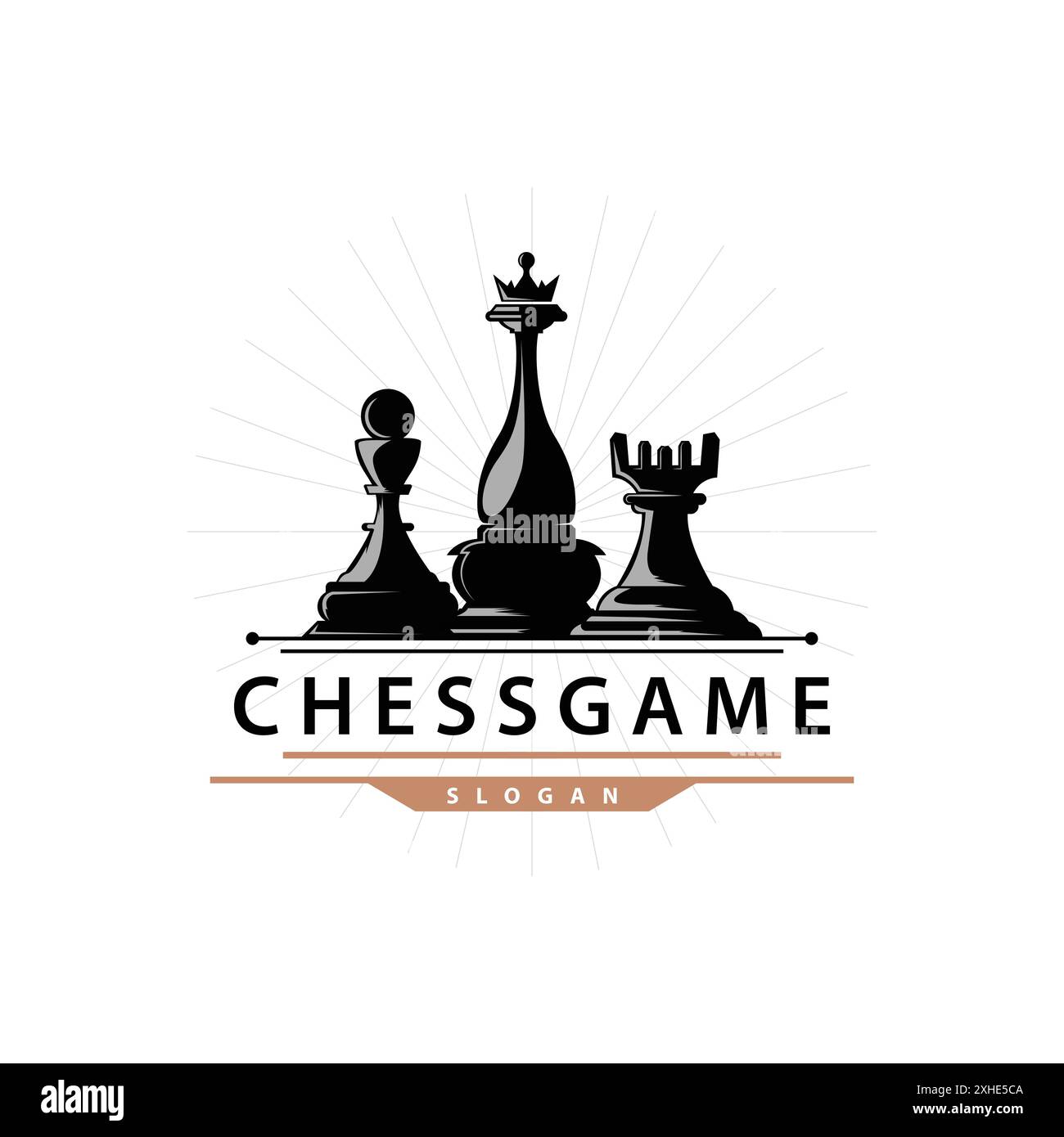 Logo du jeu d'échecs simple Chess Piece Design minimaliste Silhouette illustration Illustration de Vecteur