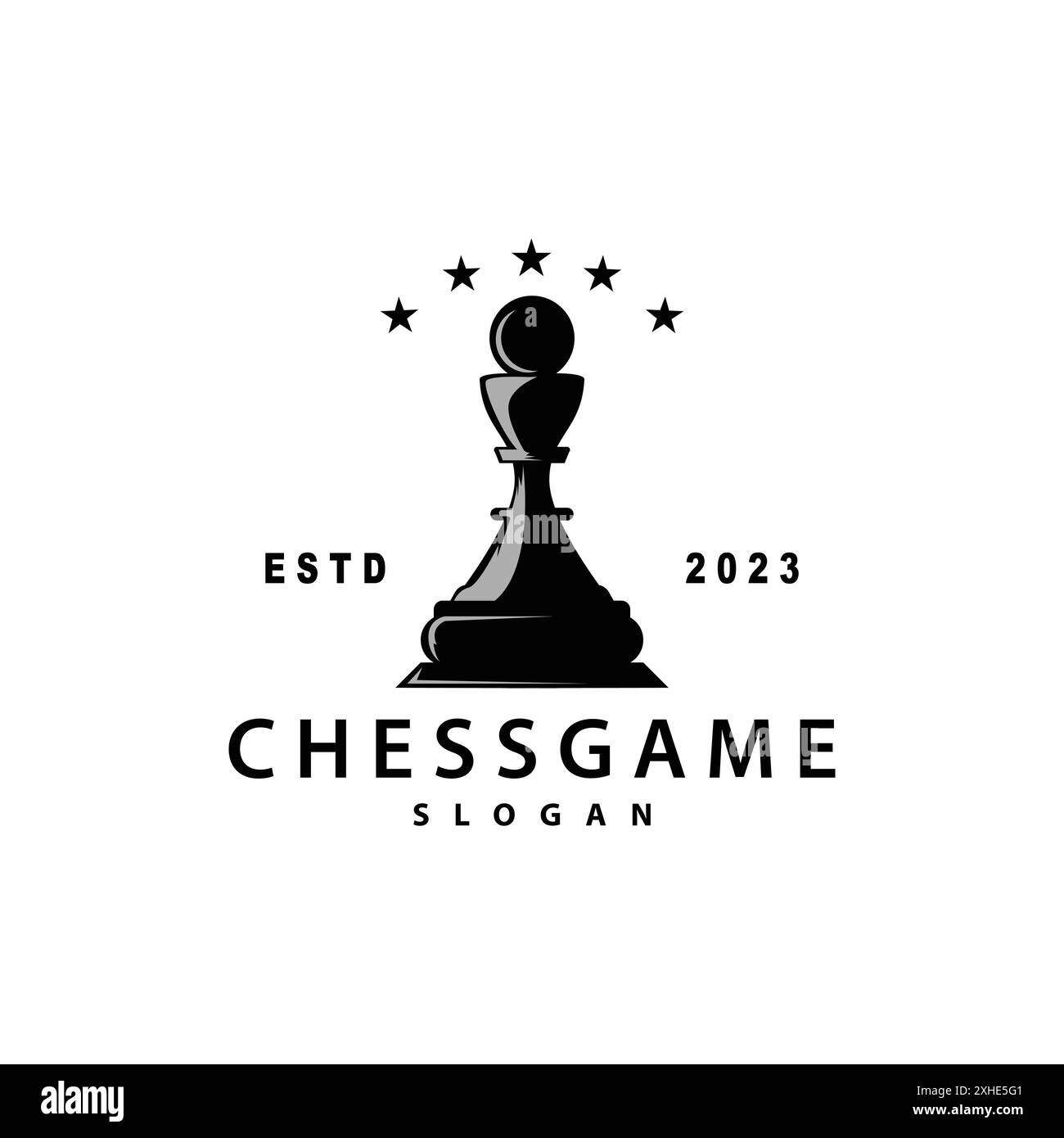 Logo du jeu d'échecs simple Chess Piece Design minimaliste Silhouette illustration Illustration de Vecteur