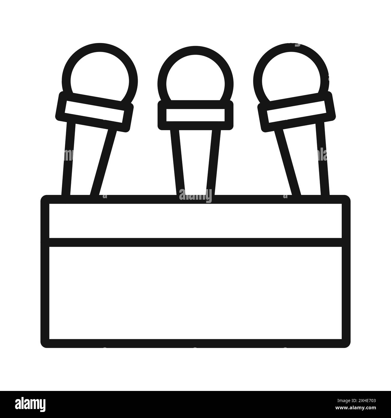 Appuyez sur l'icône de conférence symbole vectoriel ou ensemble d'enseignes collection dans un contour noir et blanc Illustration de Vecteur