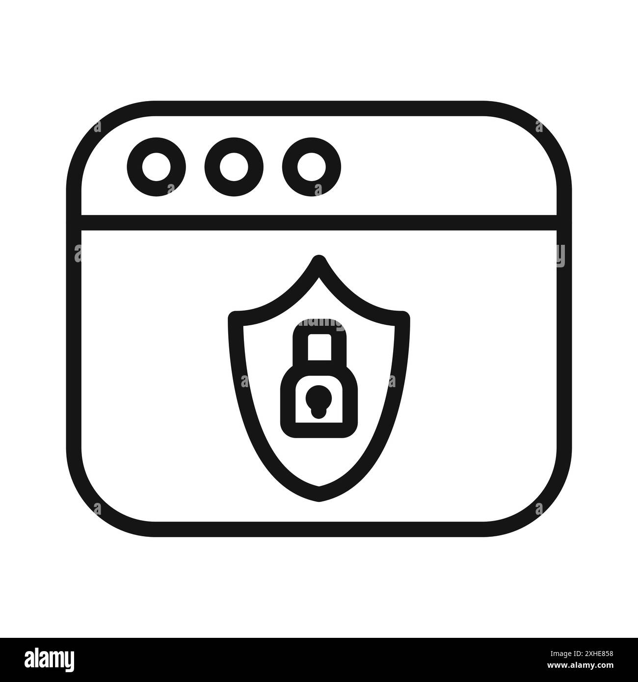 Icône sécurité Web symbole vectoriel ou ensemble de signes collection dans un contour noir et blanc Illustration de Vecteur