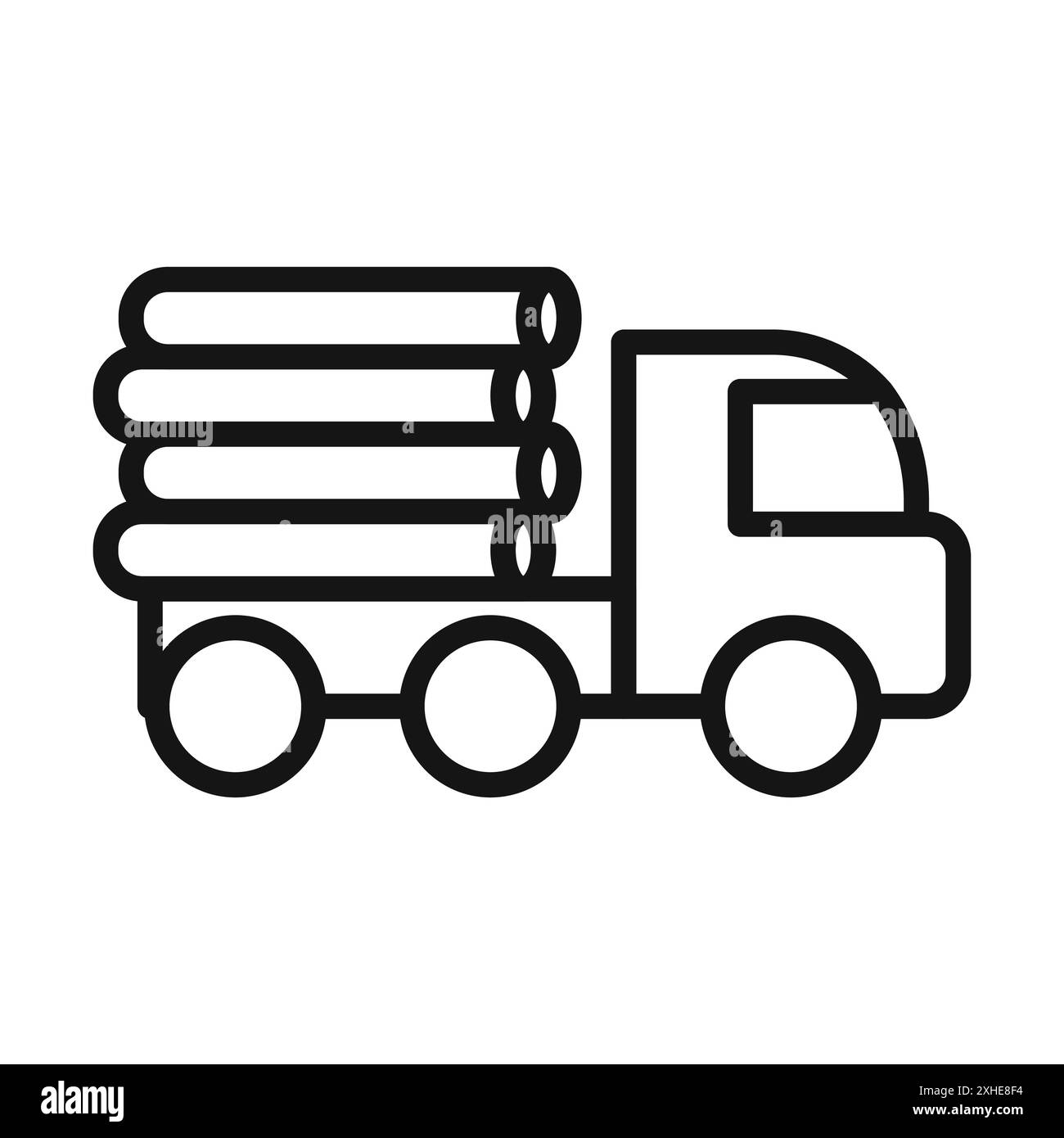 Icône de camion de bois symbole vectoriel ou collection d'ensemble de signes dans un contour noir et blanc Illustration de Vecteur